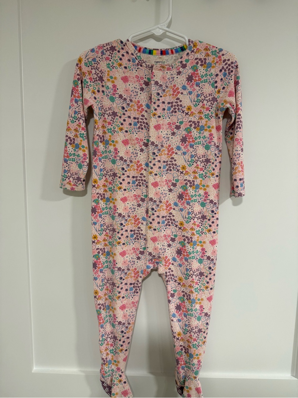 Magnetic Me Pink Floral Footed One-Piece with Multicolor Print
